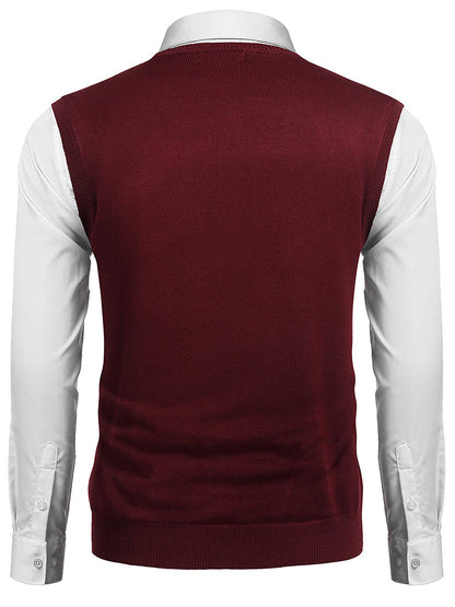 Casual Elastic Knit Pullover Argyle Vest (US Only)