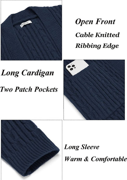 Long Cardigan Open Front Sweater (US Only)