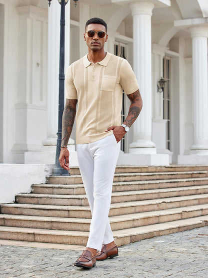 Casual Textured Knit Polo Shirt (US Only)
