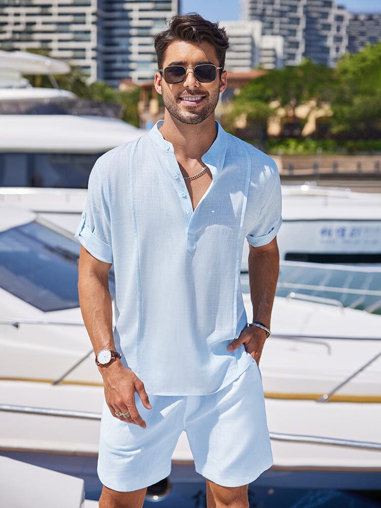 Casual Summer Shirt Shorts Set