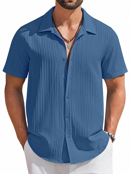 Casual Summer Textured Short Sleeve Shirt (US Only)