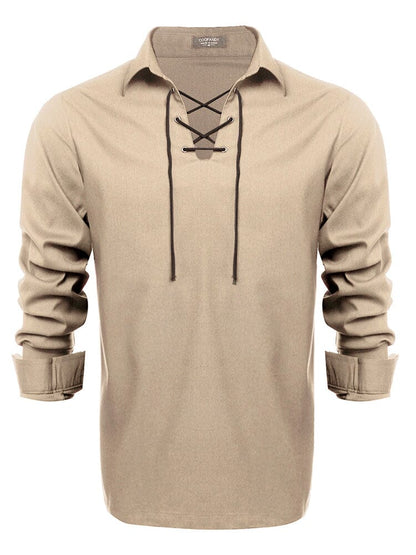 Casual Lace Up Henley Shirt (US Only)