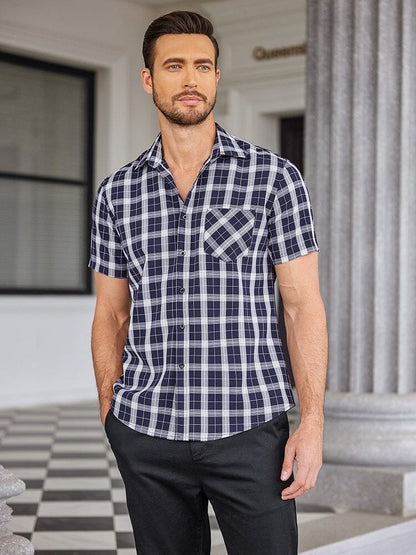 Casual Short Sleeve Plaid Shirt (US Only)