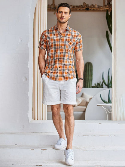 Casual Short Sleeve Plaid Shirt (US Only)