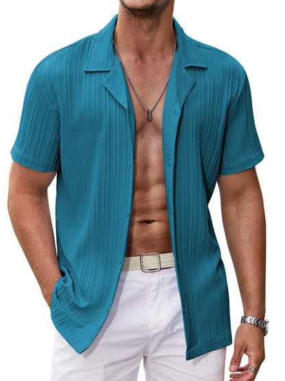 Casual Breathable Solid Pit Stripe Shirt (US Only)
