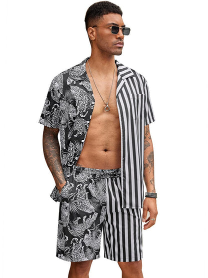 Hawaiian Splicing Beach Shirt Set (US Only)