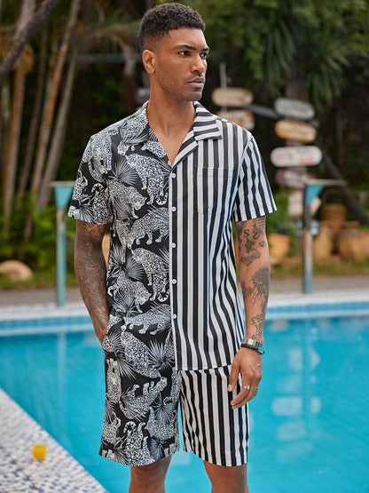 Hawaiian Splicing Beach Shirt Set (US Only)