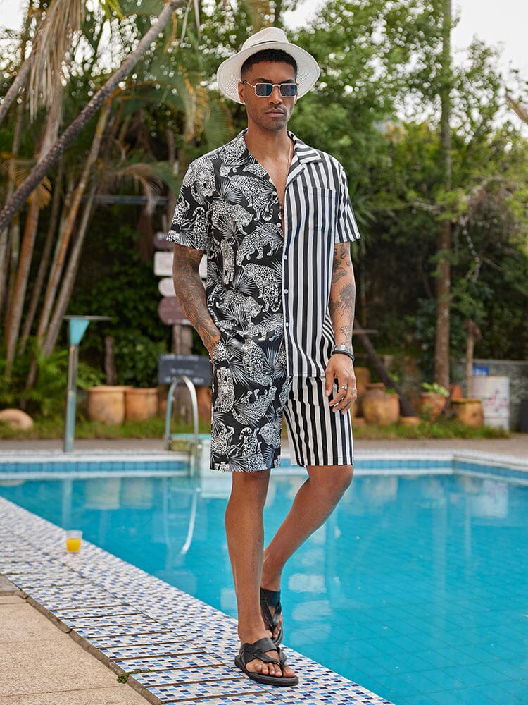 Hawaiian Splicing Beach Shirt Set (US Only)
