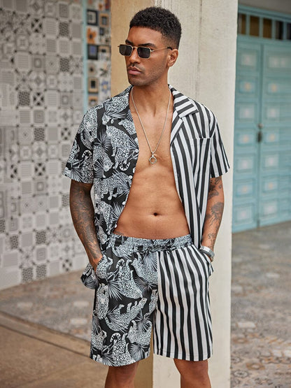 Hawaiian Splicing Beach Shirt Set (US Only)