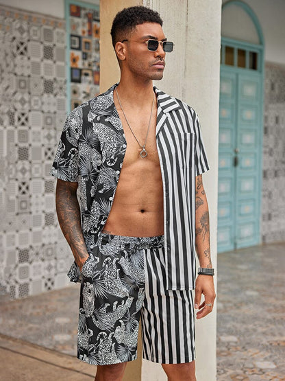 Hawaiian Splicing Beach Shirt Set (US Only)