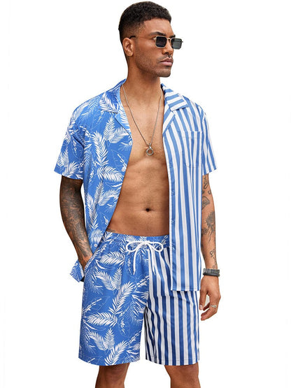 Hawaiian Splicing Beach Shirt Set (US Only)