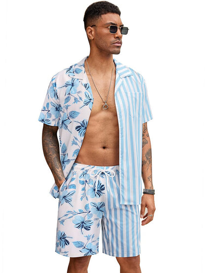 Hawaiian Splicing Beach Shirt Set (US Only)
