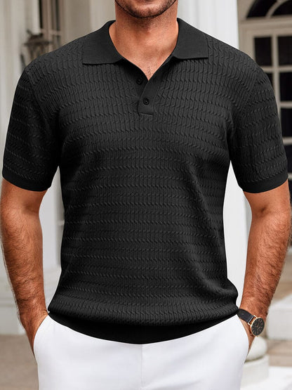 Casual Textured Knit Polo Shirt (US Only)