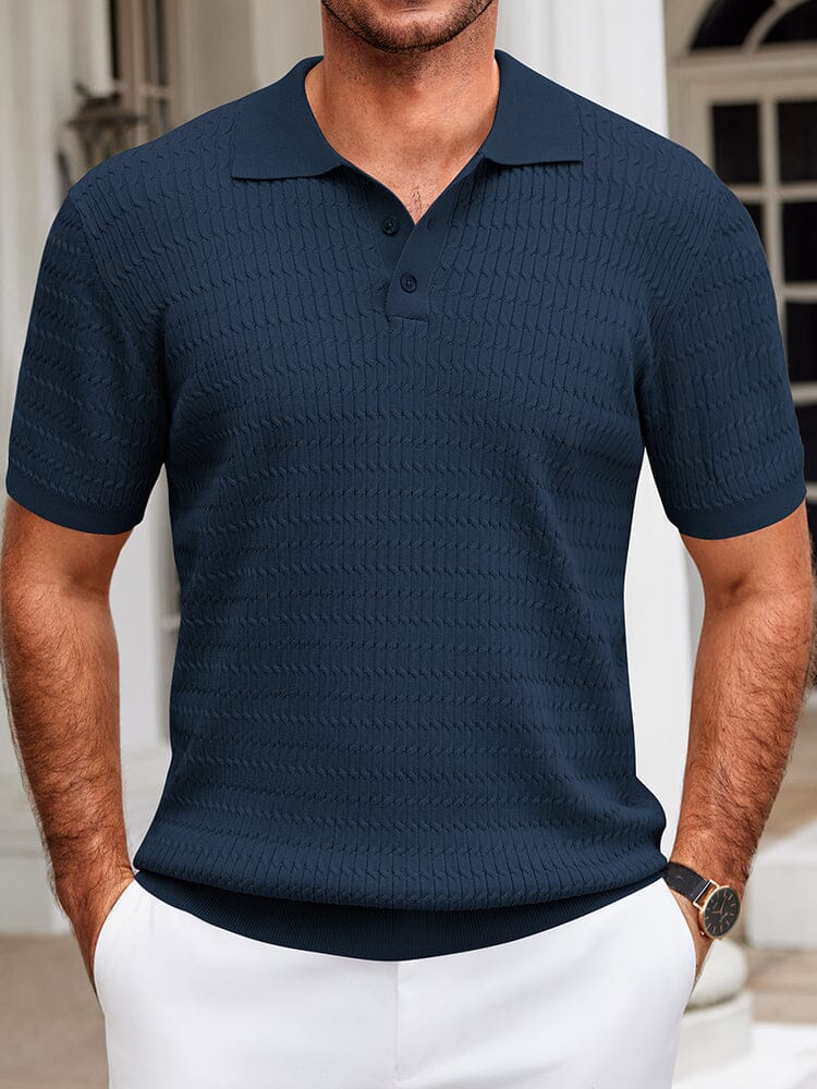 Casual Textured Knit Polo Shirt (US Only)