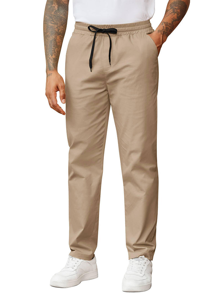 Casual Straight Leg Drawstring Chino Pants (US Only)