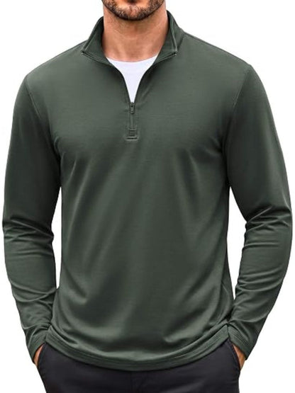 Thin Fleece Lined Quarter Zip Thermal Pullover (US Only)