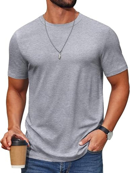 Cotton Blend Crew Neck Short Sleeve Basic T-Shirt (US Only)