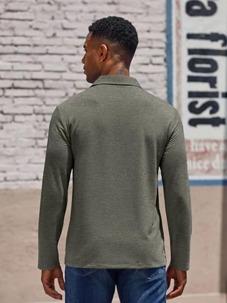 Classic Heathered Long Sleeve Polo Shirt (US Only)