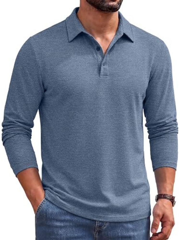 Classic Heathered Long Sleeve Polo Shirt (US Only)