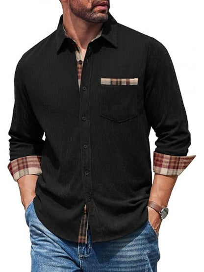 Corduroy Button Down Long Sleeve Shirt Jacket (US Only)