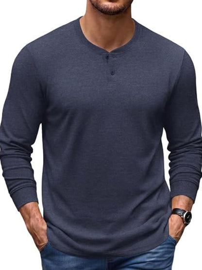Essential 100% Cotton Long Sleeve Henley Shirt (US Only)