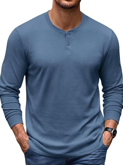 Essential 100% Cotton Long Sleeve Henley Shirt (US Only)
