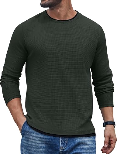 Waffle Knit Crewneck Long Sleeve T-Shirt (US Only)