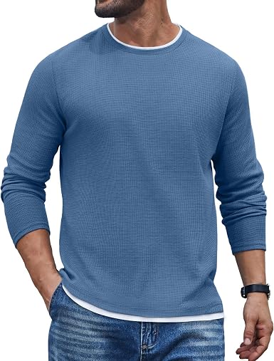 Waffle Knit Crewneck Long Sleeve T-Shirt (US Only)