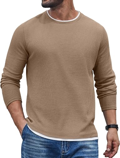 Waffle Knit Crewneck Long Sleeve T-Shirt (US Only)