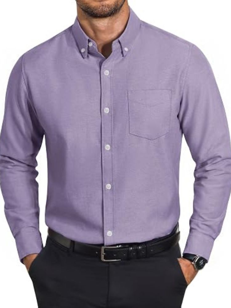 Cotton Oxford Long Sleeve Button Down Dress Shirt (US Only)