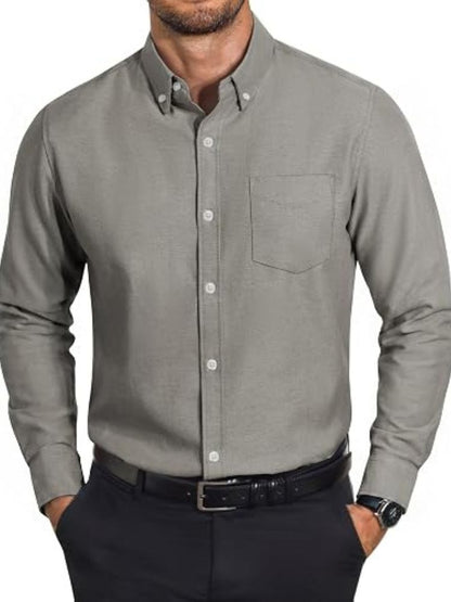 Cotton Oxford Long Sleeve Button Down Dress Shirt (US Only)