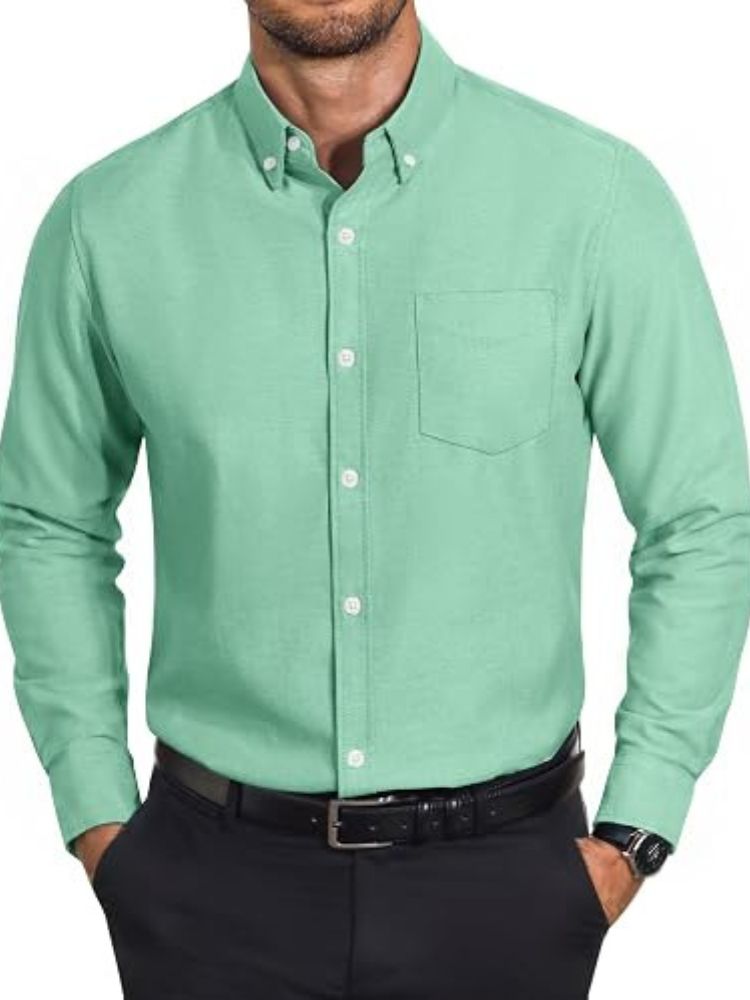 Cotton Oxford Long Sleeve Button Down Dress Shirt (US Only)