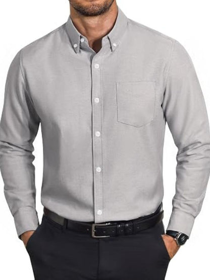 Cotton Oxford Long Sleeve Button Down Dress Shirt (US Only)