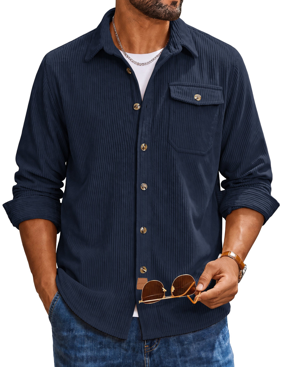 Corduroy Button Down Shirt Jacket (US Only)
