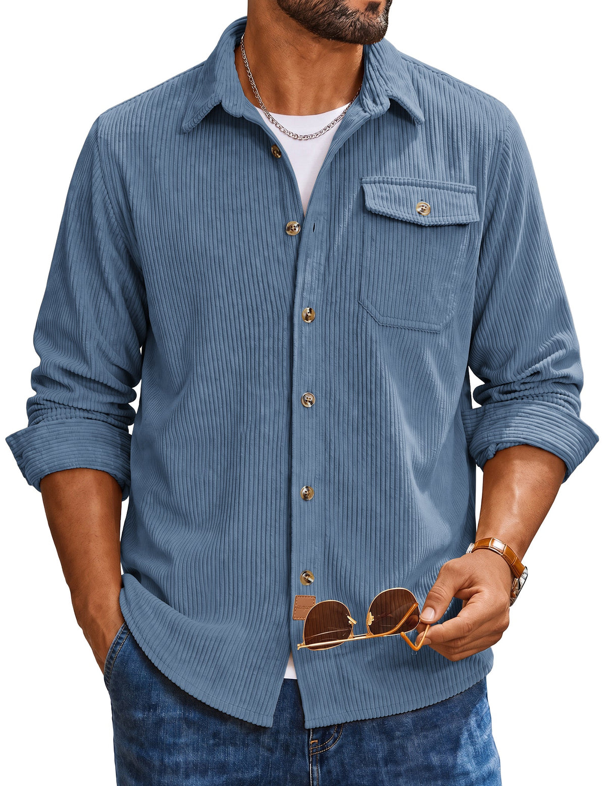 Corduroy Button Down Shirt Jacket (US Only)