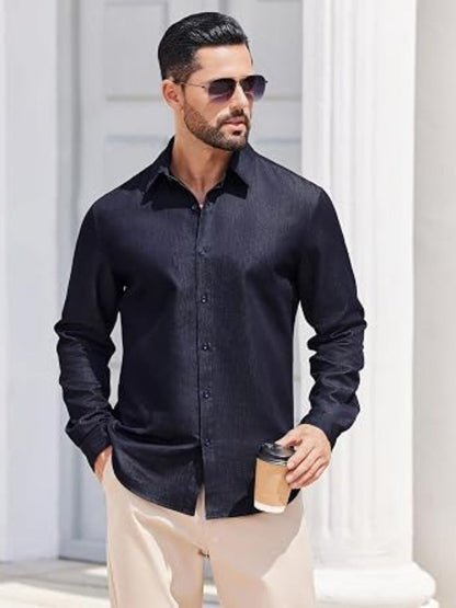 Casual Long Sleeve Button Down Denim Shirt (US Only)