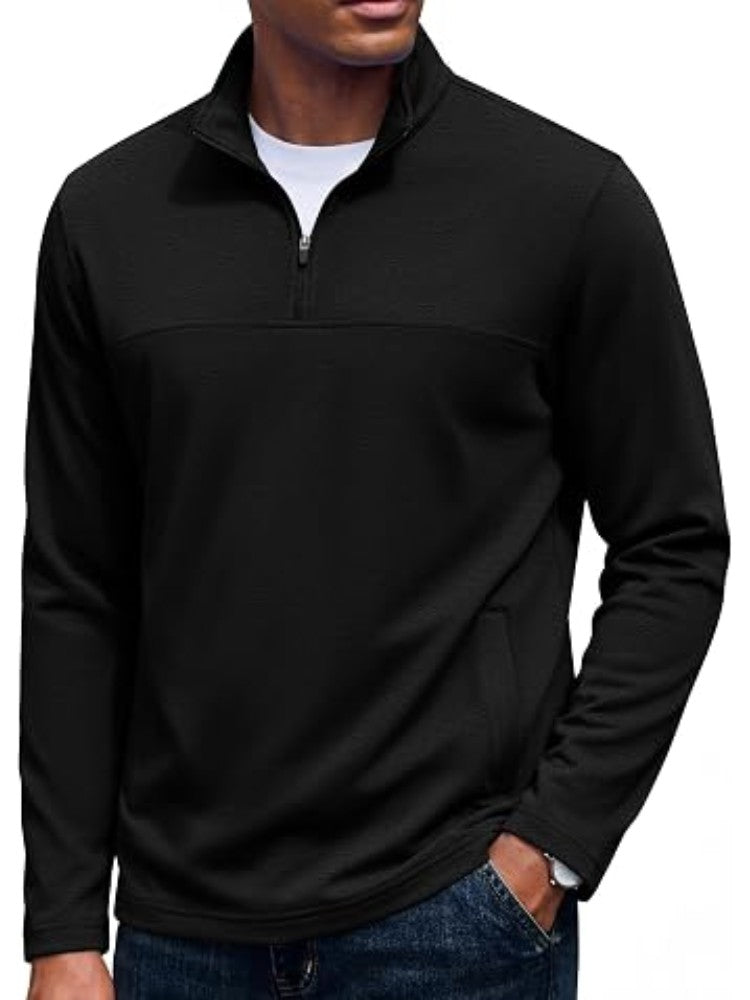 Fleece Quarter Zip Pullover Mock Neck Sweatshirt (US Only)