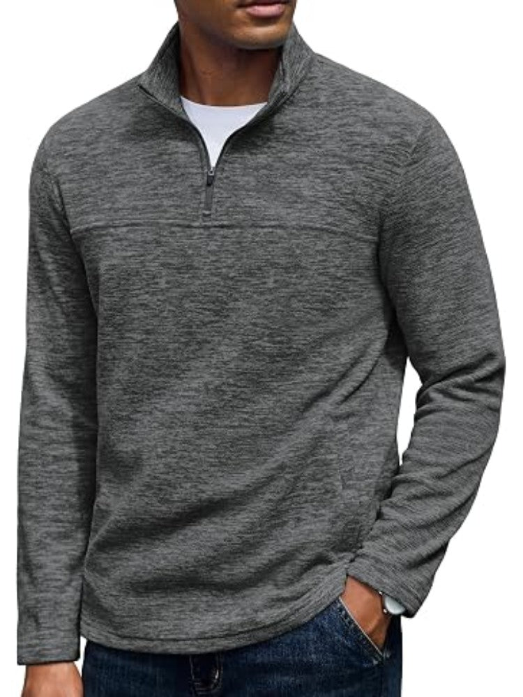 Fleece Quarter Zip Pullover Mock Neck Sweatshirt (US Only)