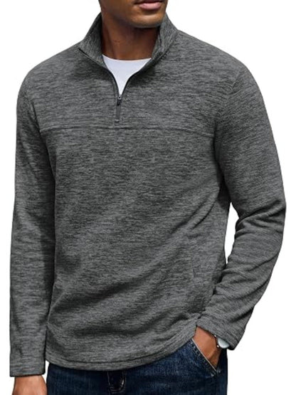 Fleece Quarter Zip Pullover Mock Neck Sweatshirt (US Only)