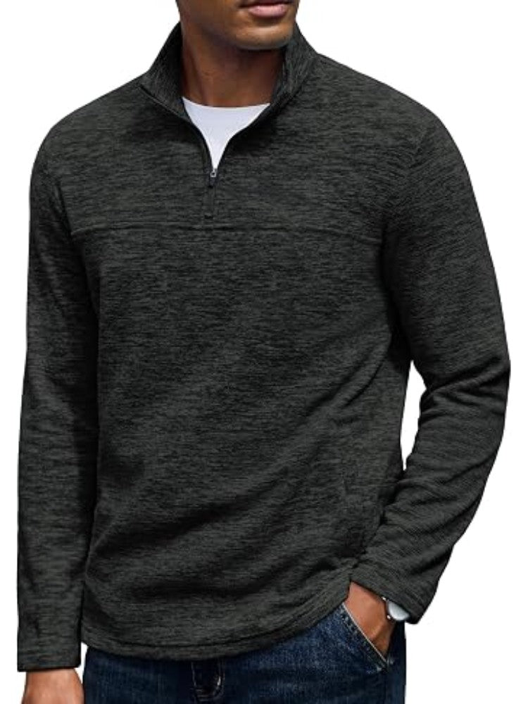 Fleece Quarter Zip Pullover Mock Neck Sweatshirt (US Only)