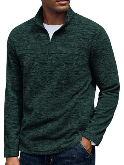 Fleece Quarter Zip Pullover Mock Neck Sweatshirt (US Only)