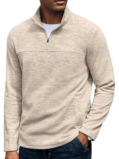 Fleece Quarter Zip Pullover Mock Neck Sweatshirt (US Only)