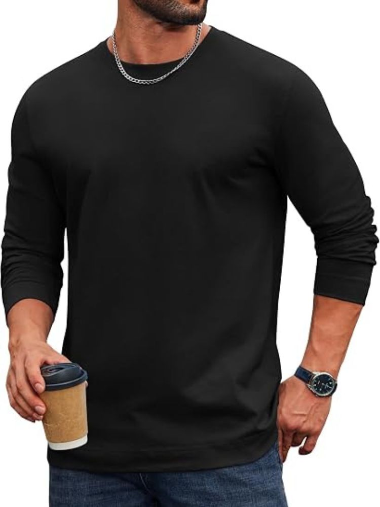 Essential 100% Cotton Long Sleeve Crew Neck Tee (US Only)