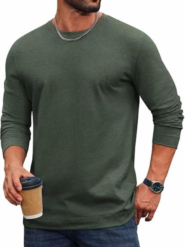 Essential 100% Cotton Long Sleeve Crew Neck Tee (US Only)