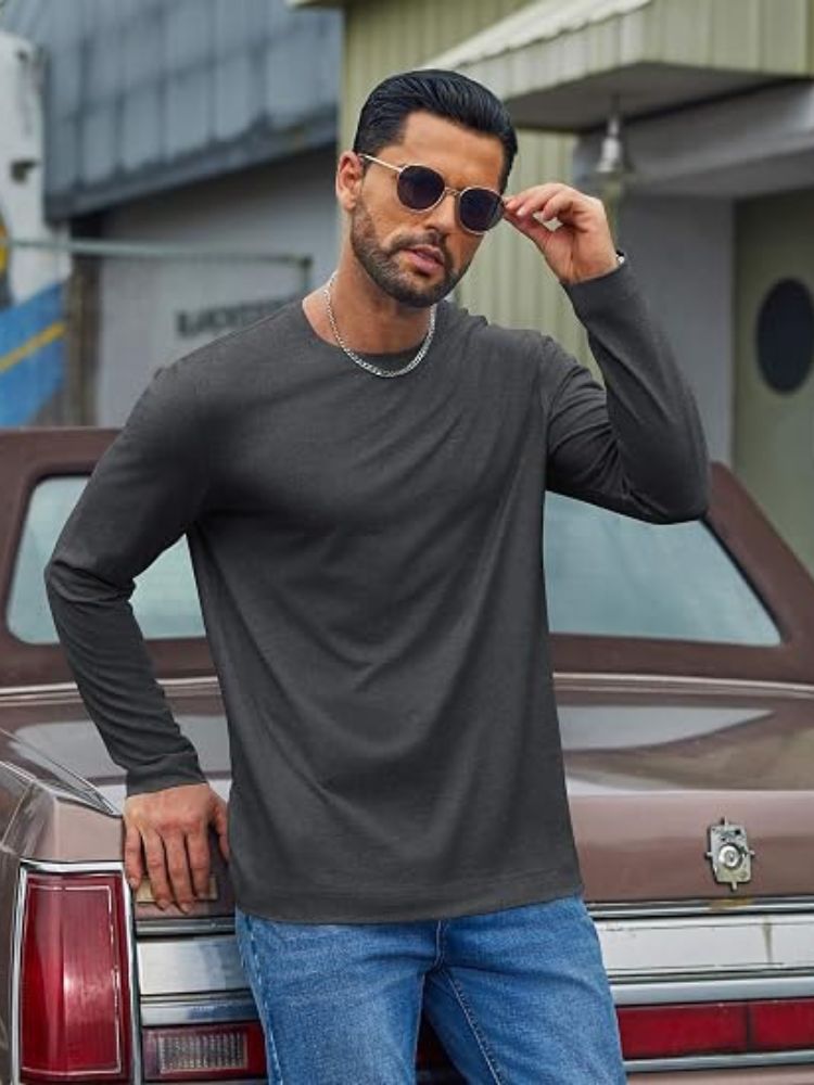 Essential 100% Cotton Long Sleeve Crew Neck Tee (US Only)