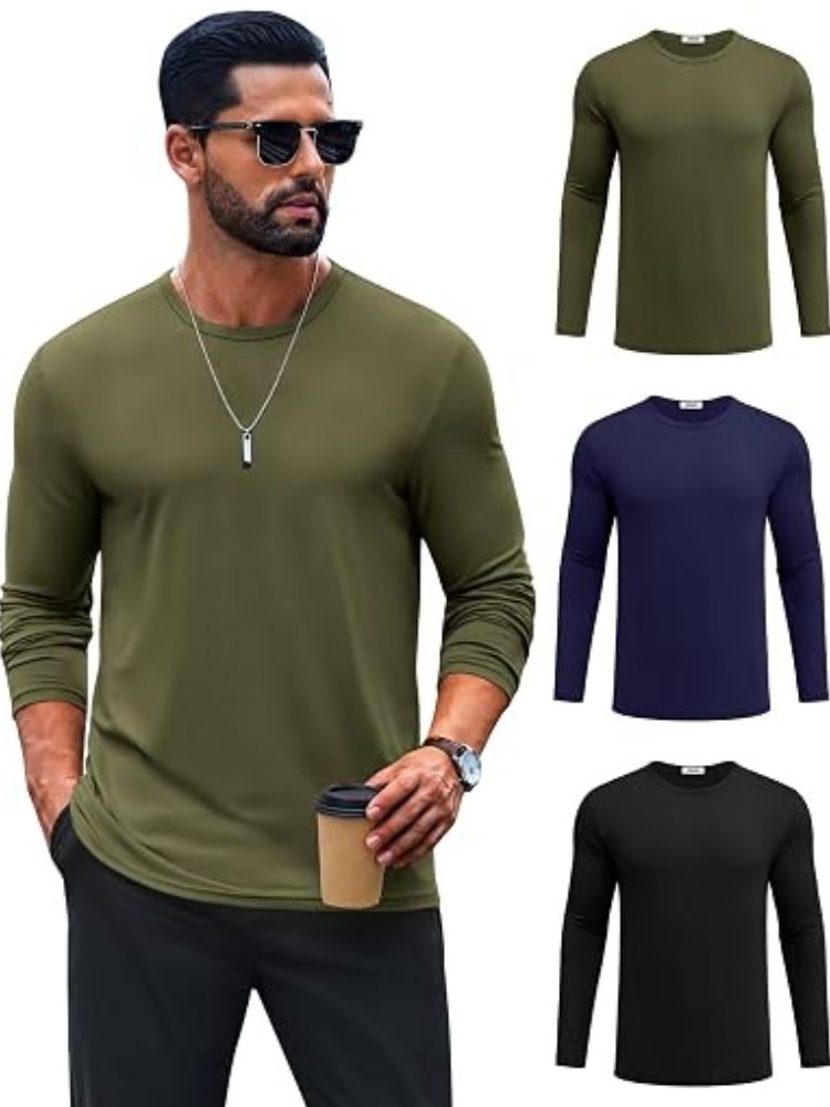 Crew Neck Long Sleeve Basic Soft Casual T-Shirt (US Only)