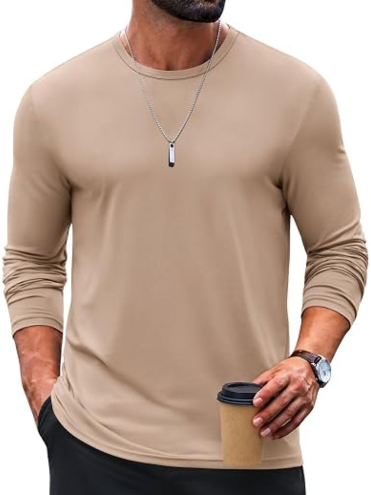 Crew Neck Long Sleeve Basic Soft Casual T-Shirt (US Only)