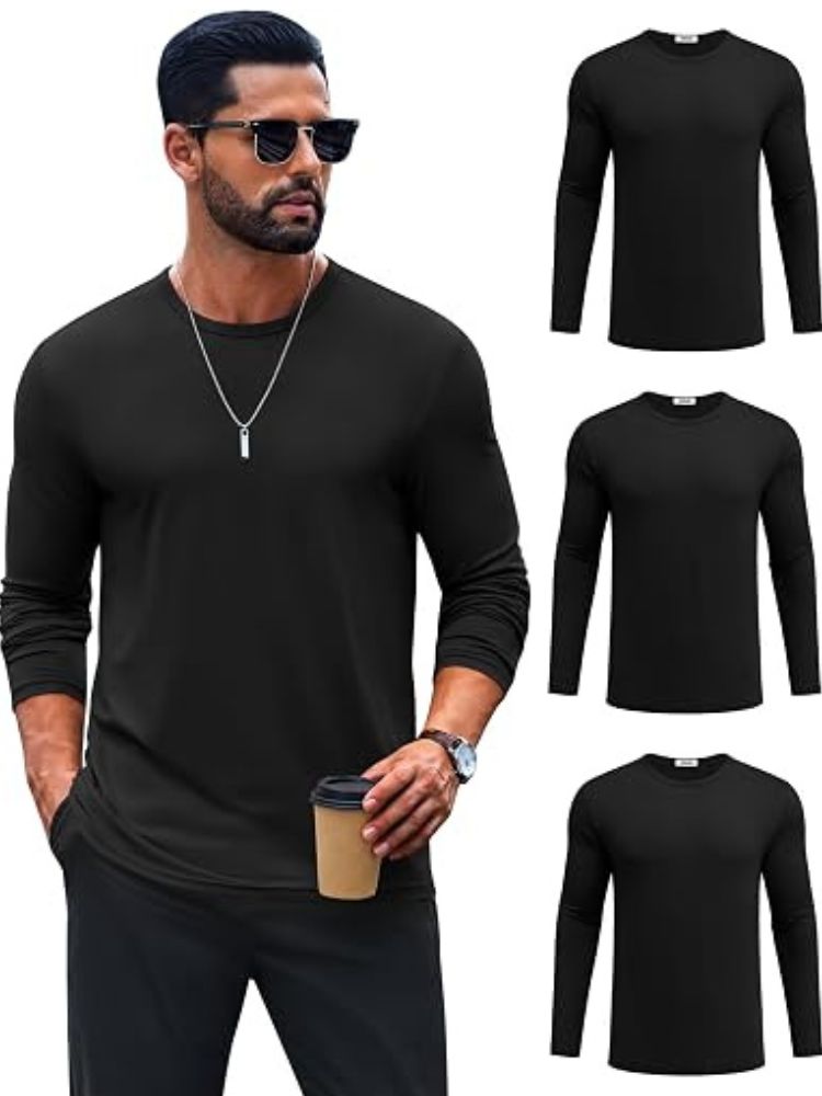 Crew Neck Long Sleeve Basic Soft Casual T-Shirt (US Only)