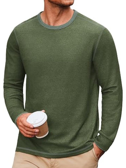 Cotton Blend Long Sleeve Crew Neck T-Shirt (US Only)