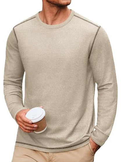 Cotton Blend Long Sleeve Crew Neck T-Shirt (US Only)